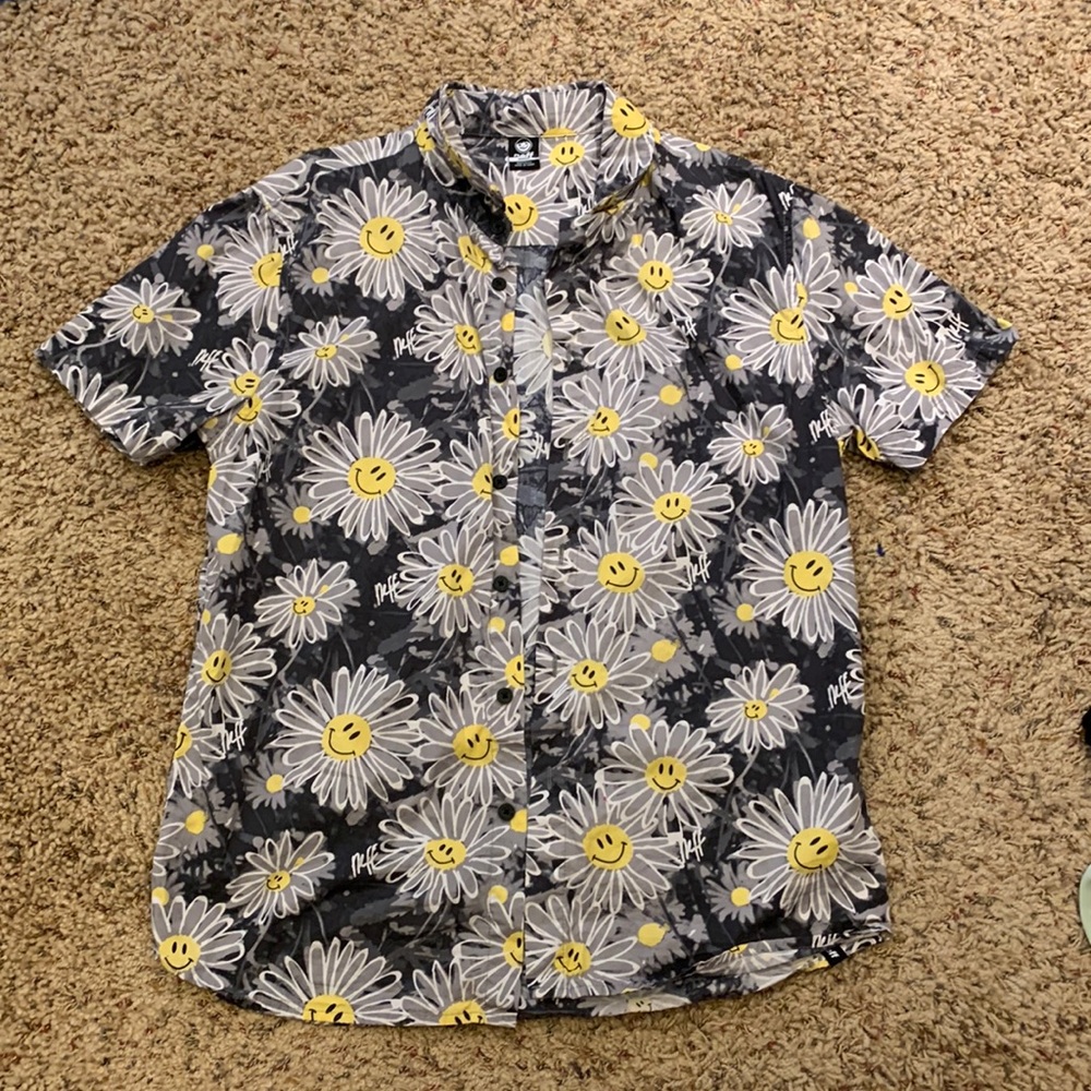 NEFF smiley daisy button down shirt